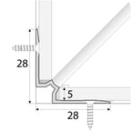 C31 28 x 28mm Anodised Aluminium LVT Stair nosing Inner Corner For 5mm Flooring