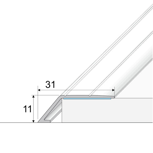 A45 31mm Aluminium Wood Effect Self Adhesive Door Threshold Ramp Profile
