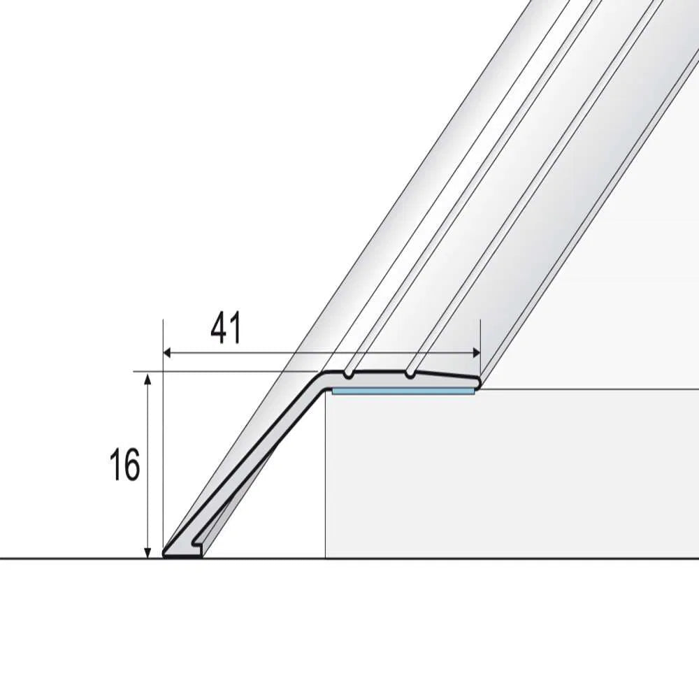 A47 41mm Aluminium Wood Effect Self Adhesive Door Threshold Ramp Profile