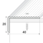 A33 40 x 20mm Anodised Aluminium Non Slip Ribbed Treads Stair Nosing Edge Trim