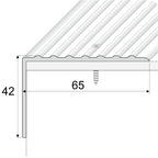 A32 65 x 42mm Anodised Aluminium Non Slip Ribbed Treads Stair Nosing Edge Trim