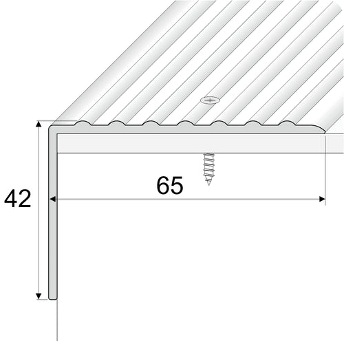 A32 65 x 42mm Anodised Aluminium Non Slip Ribbed Treads Stair Nosing Edge Trim