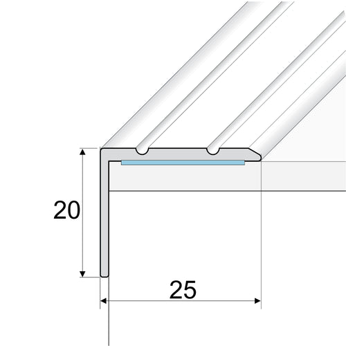 A36 25 x 20mm Aluminium Wood Effect Self Adhesive Stair Nosing Edge Trim