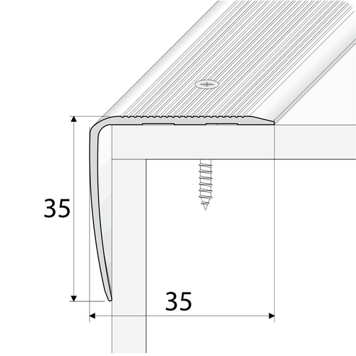 A41 35 x 35mm Anodised Aluminium Non Slip Ribbed Treads Stair Nosing Edge Trim