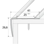 A44 41 x 26.6mm Anodised Aluminium Non Slip Stair Nosing Edge Trim With Tape