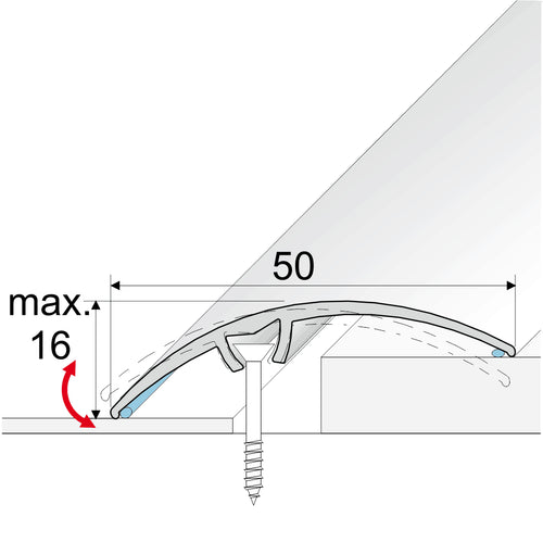 A65 50mm Aluminium Wood Effect Door Threshold Strip