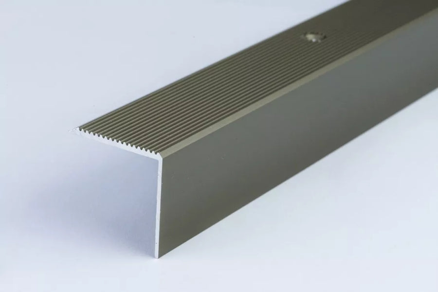 Aluminium Stair Nosing 30 MM x 30 MM x 0.9 M Length Anodised Grooved Anti-Slip