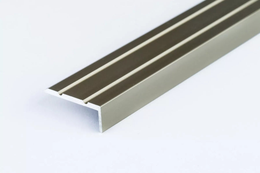 Aluminium Stair Nosing 25 MM x 10 MM x 1 M Length Anodised Grooved Anti-Slip- LSW10