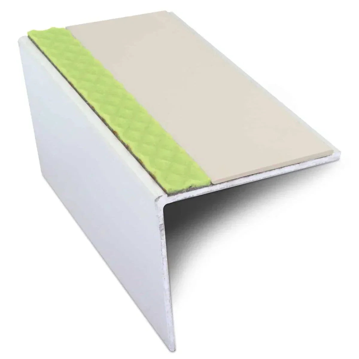 ASL19 56x55mm DDA Compliant Aluminium Non Slip Stair Nosing Edge Trim With Pvc Insert