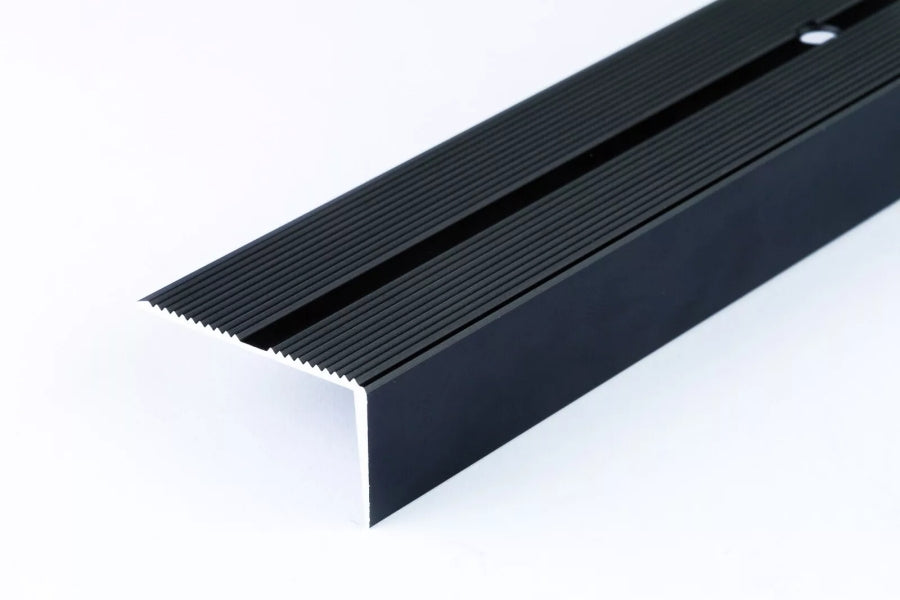 Aluminium Stair Nosing 40 MM x 20 MM x 1 M & 2 M Length Anodised Grooved Anti-Slip - LSSR