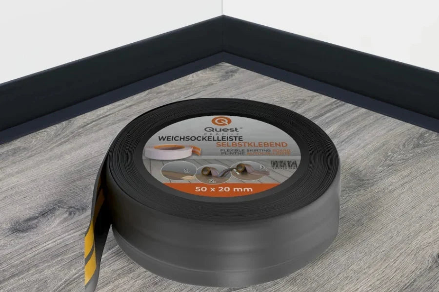 Self-Adhesive Flexible PVC Skirting Board 50×20mm – Soft Floor & Wall Edge Trim Roll (5m & 10m Options)