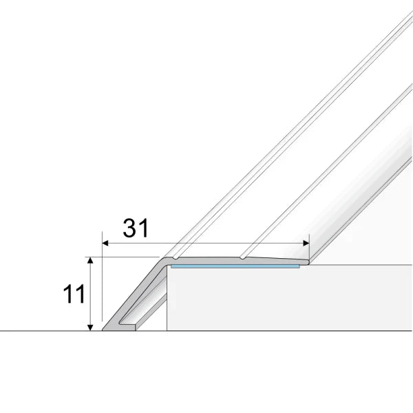A45 31mm Anodised Aluminium Self Adhesive Door Threshold Ramp Profile