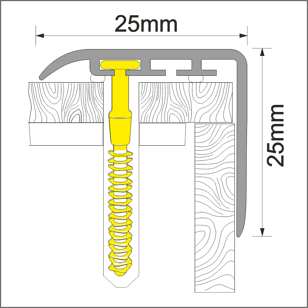 D-K0300 PVC Wood Effect Stair Nosing Edge Trim – 25 x 25mm UPVC Step Protector