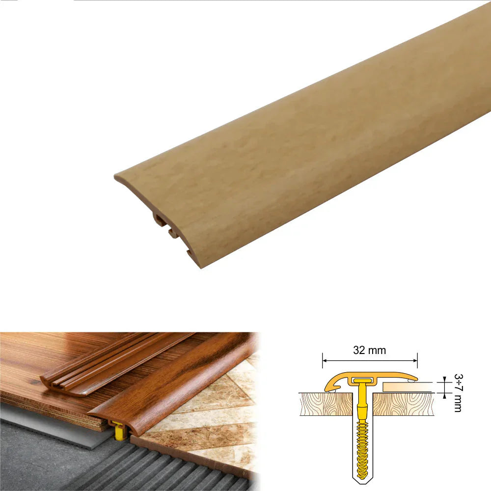 D-Z0100 32mm PVC Wood-Effect Ramp Door Threshold