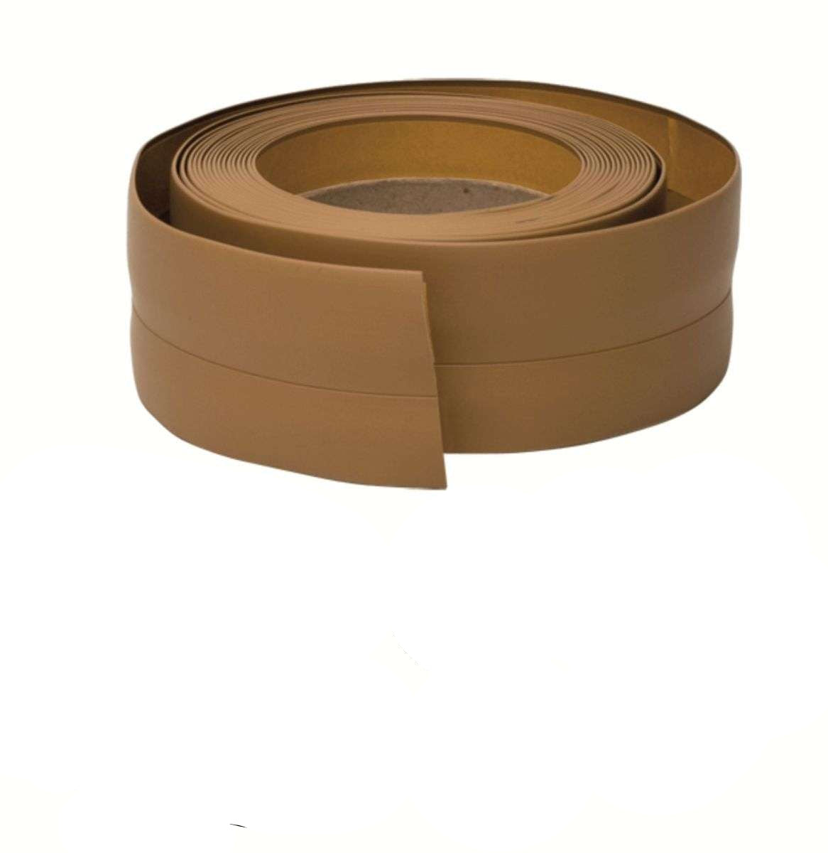 Roll of beige PVC strip with dimensions and material information on a white background