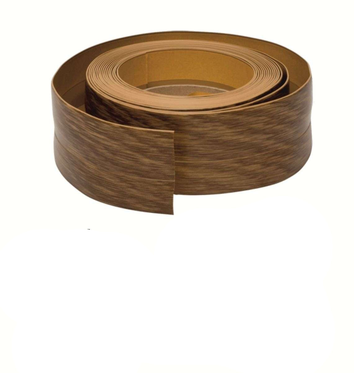 Roll of light oak vinyl strip with dimensions and material information on a white background
