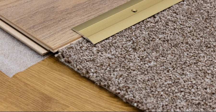 Aluminium Door Threshold Strip 38 MM x 1 M & 2 M Length Carpet to Lamnate Anodised Screw-Fix Silver & Gold - LPOR