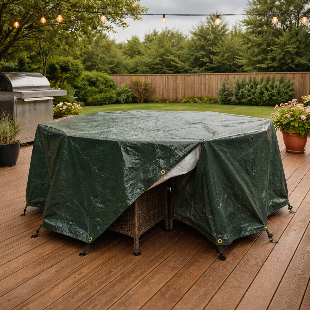 Heavy Duty Waterproof Tarpaulin Sheet 200gsm Green/Silver – UV-Resistant PE Cover with Reinforced Eyelets
