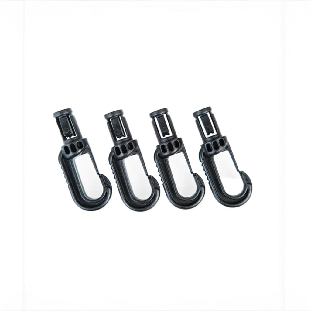 Black Auto-Locking Shock Cord Hook – Heavy Duty 2-Part Plastic Bungee Hook for 6mm and 8mm Elastic Cord