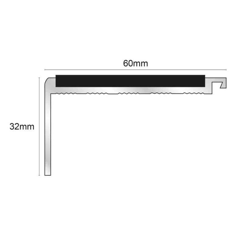NHD05 60 x 32mm Aluminium Non-Slip Stair Nosing – Safe Edge Trim