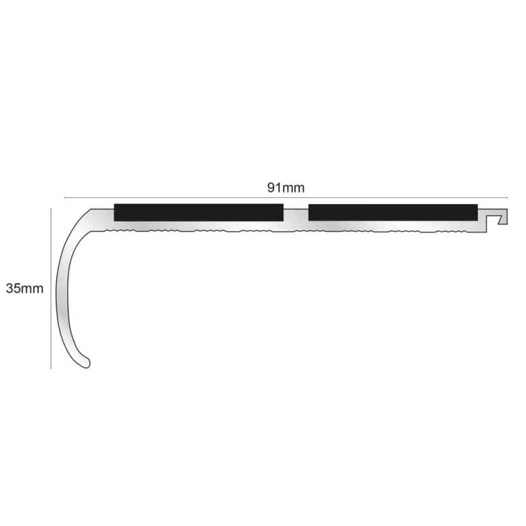 NHD13 91 x 35mm Aluminium Non-Slip Stair Nosing – Wide Step Edge Protection