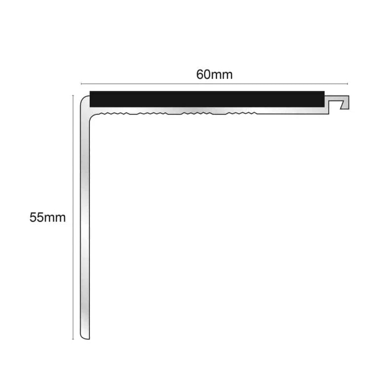 NHD17 Aluminium Non-Slip Stair Nosing – 60 x 55mm Safety Edge