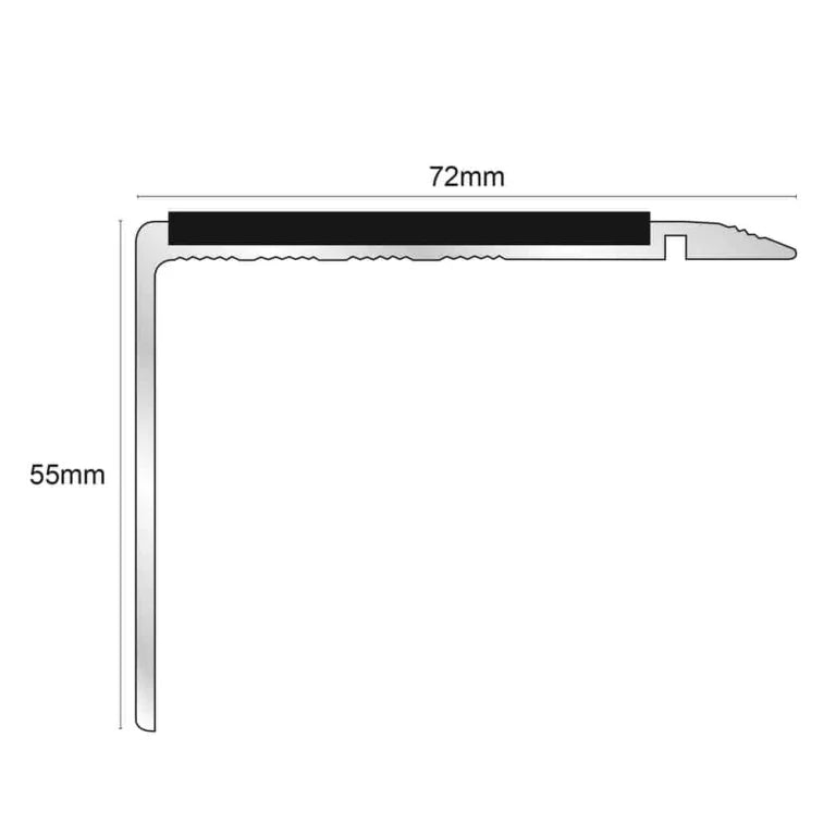 NHD22 Aluminium Non-Slip Stair Nosing – 72 x 55mm Safety Edge