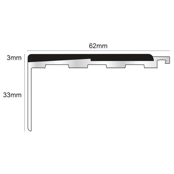 NXFS05 Straight Aluminium Stair Nosing – 62mm x 33mm Safety Profile