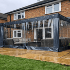 Heavy Duty Waterproof PVC Outdoor Curtain 0.6mm – Clear Weatherproof Screen with Eyelets and Hooks for Patios & Pergolas