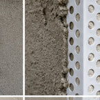 Close-up of 25x25mm PVC render corner bead protecting a straight plastered corner