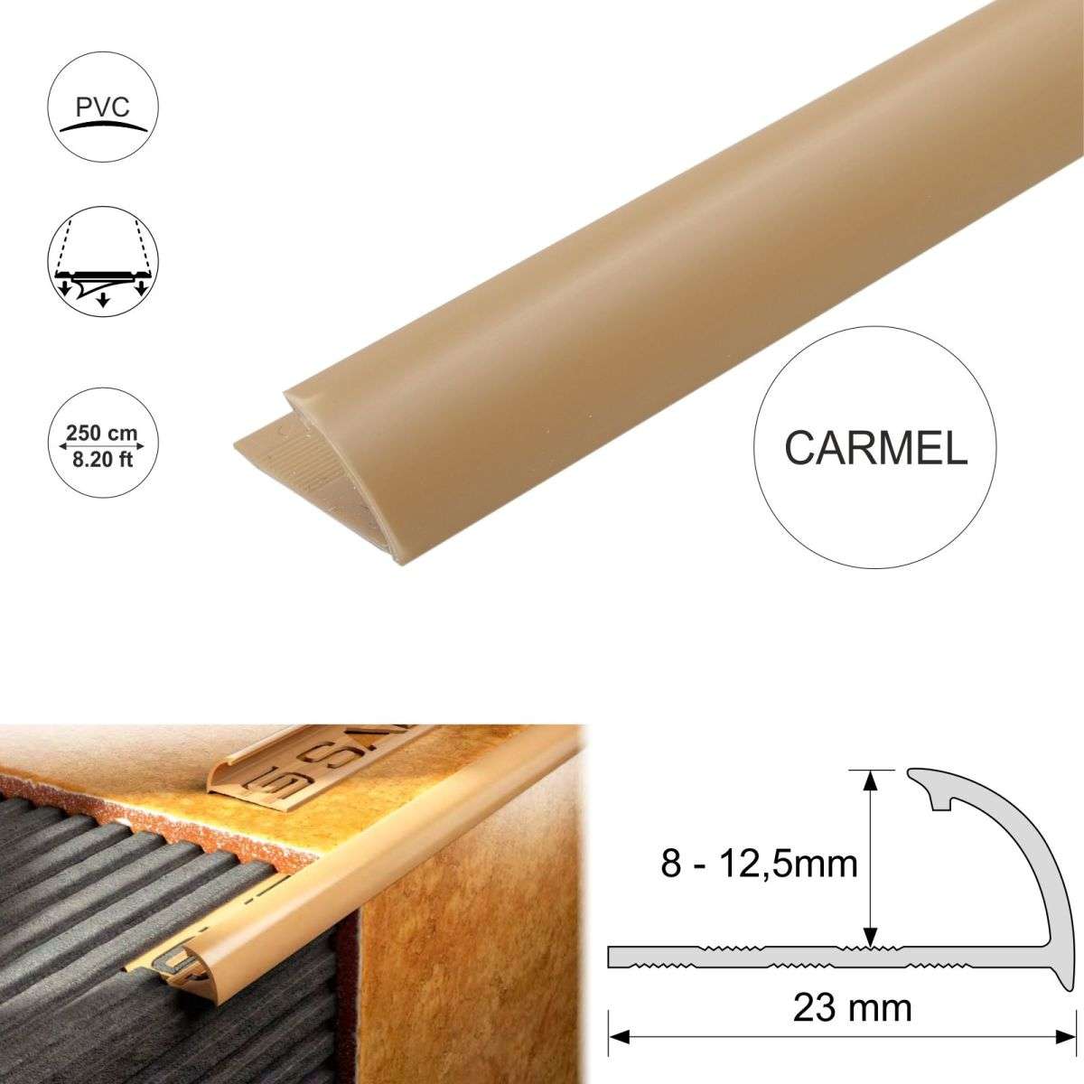 PVC Round Edge Quadrant Tile Trim – 8mm, 10mm, 12.5mm