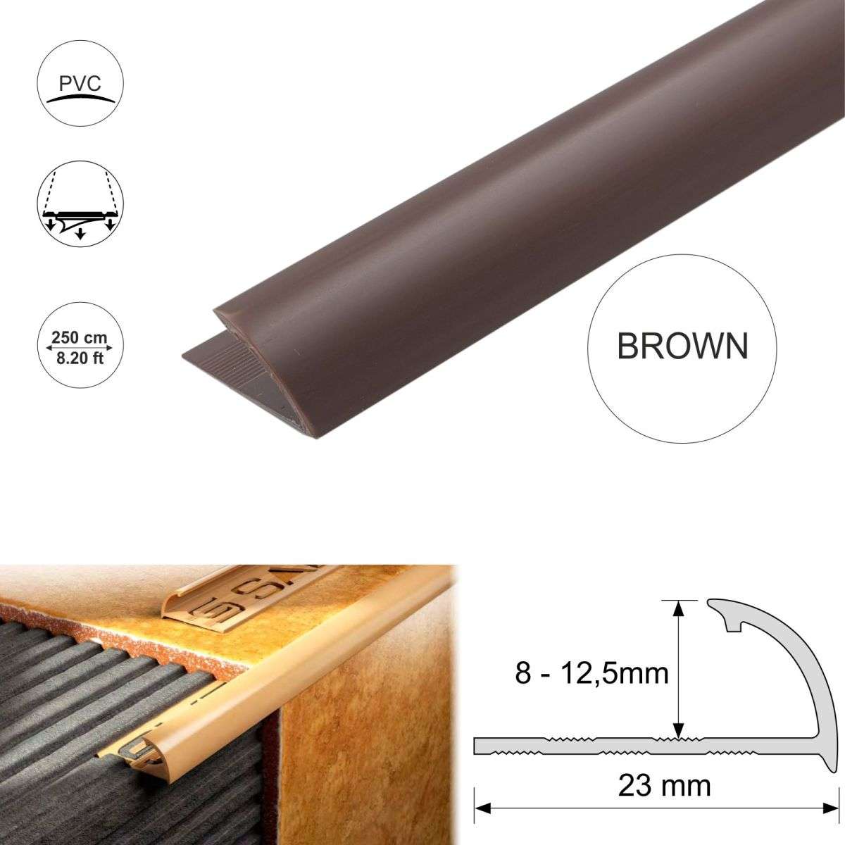 PVC Round Edge Quadrant Tile Trim – 8mm, 10mm, 12.5mm