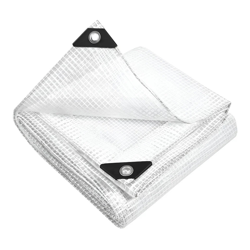 Heavy Duty Waterproof Tarpaulin Sheet Clear – Transparent Ground Sheet and All Weather Protective Cover with Eyelets