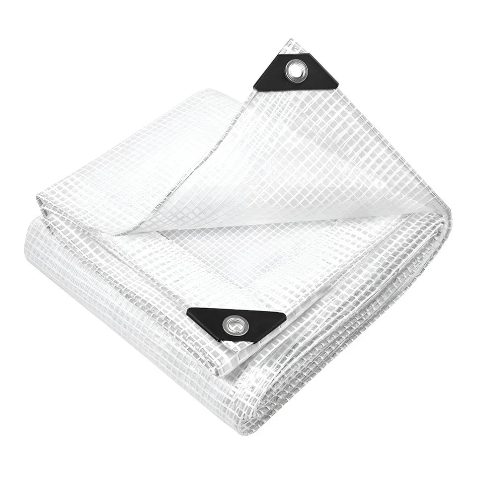 Heavy Duty Waterproof Tarpaulin Sheet Clear – Transparent Ground Sheet and All Weather Protective Cover with Eyelets