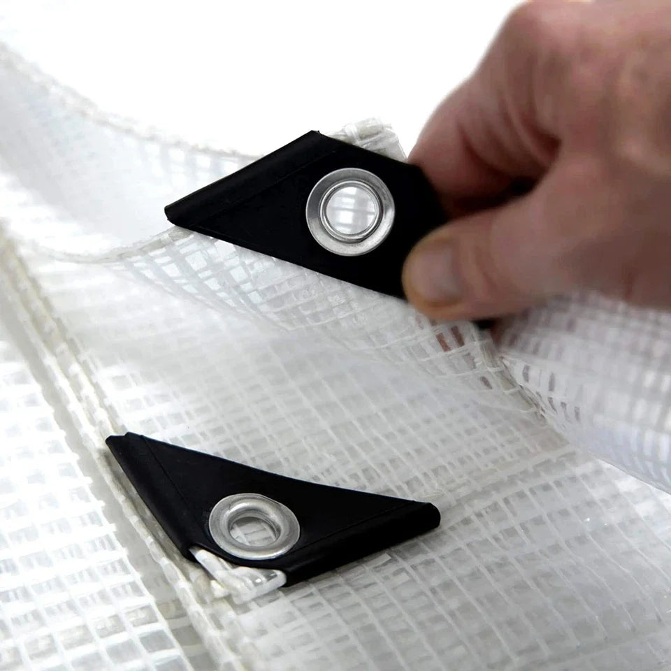 Heavy Duty Waterproof Tarpaulin Sheet Clear – Transparent Ground Sheet and All Weather Protective Cover with Eyelets