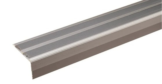 SA11 40 x 20mm Anodised Aluminium Self Adhesive Non Slip Rubber Stair Nosing Edge Trim With Insert