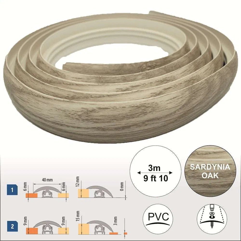 40mm PVC Flex Line Flooring Transition Strip – Flexible Threshold Profile