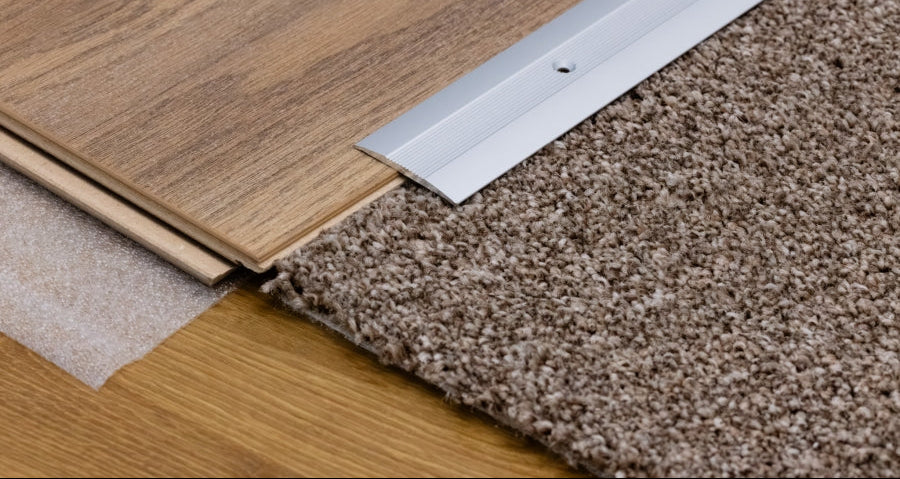 Aluminium Door Threshold Strip 38 MM x 1 M & 2 M Length Carpet to Lamnate Anodised Screw-Fix Silver & Gold - LPOR