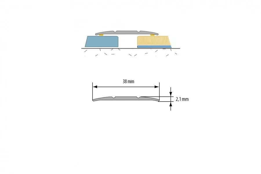 Aluminium Door Threshold Strip Self-Adhesive - 38mm x 900mm Anodised Transition Trim- LPP38K