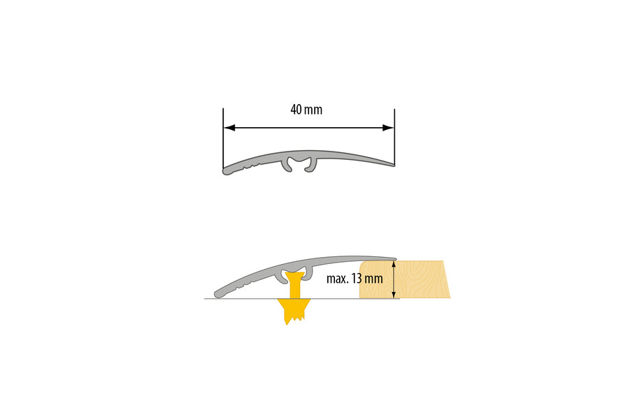 uPVC Door Threshold Strip - 40 MM x 900 MM - Wood Effect Transition Trim LPL40