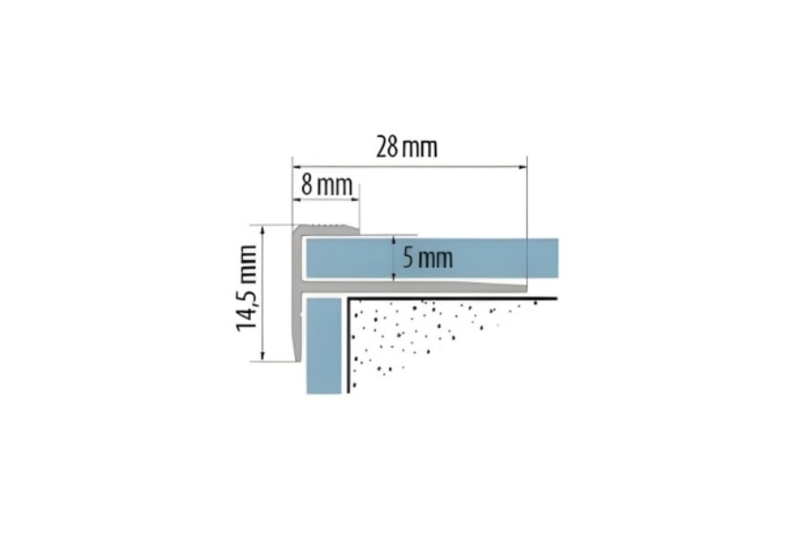 Aluminium Stair Nosing Outer Corner 5 MM x 900 MM & 2500 MM Length Silver LVT CL5