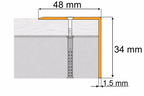 Aluminium Stair Nosing 48mm x 34mm x 118cm Length Step Edge Trim Anodised Silver, Gold, Champagne- SN RY48