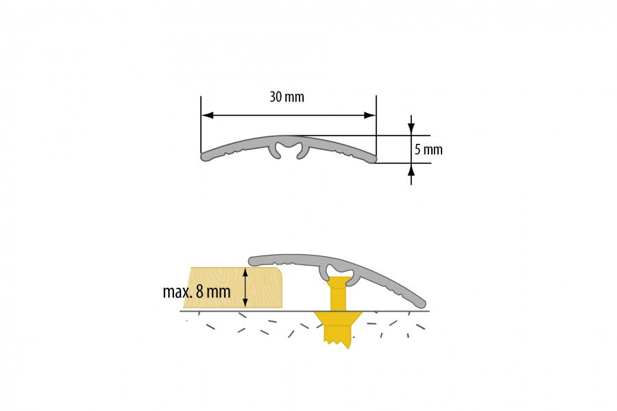 uPVC Wood Effect Door Threshold Strip- 30 MM x 900 MM- Self Adhesive Transition Trim - LPL30