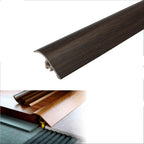 Wooden threshold strip with Wenge finish, UPVC label, and installation diagram on a white background.