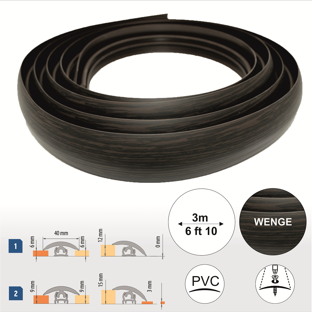 40mm PVC Flex Line Flooring Transition Strip – Flexible Threshold Profile